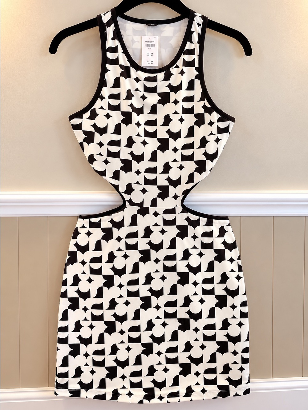 Social Tourist Black & White Geometric Cutout Mini Dress